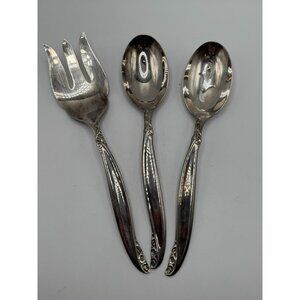 1847 Rogers Bros Leilani Silver Plate Slotted Spoon, Serving Spoon Serving Fork